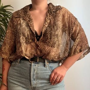 Vintage snake print sheer blouse